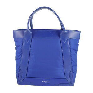 BALENCIAGA Cabas Shoulder Tote Bag Leather Blue Handbag